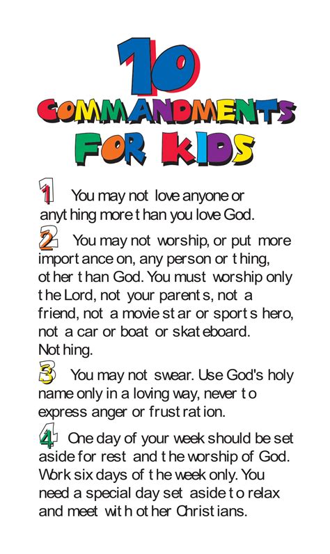 catholic ten commandments list for kids