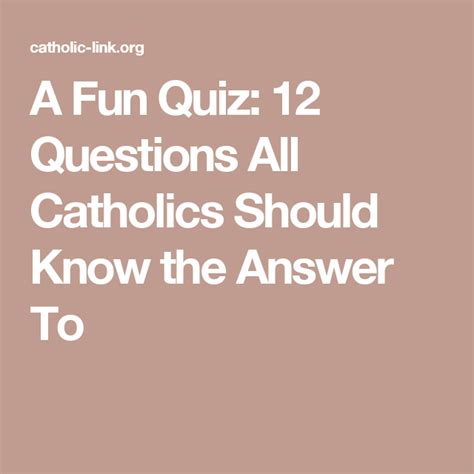 catholicism questions and answers