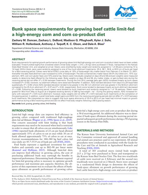 Cattle Bunk Space Requirements