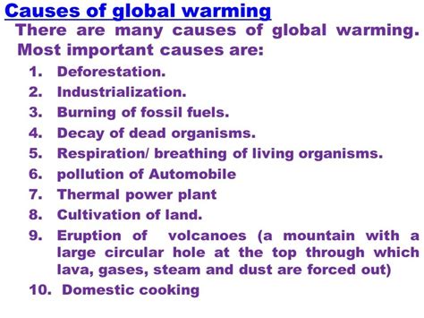 causes and effects of global warming in points