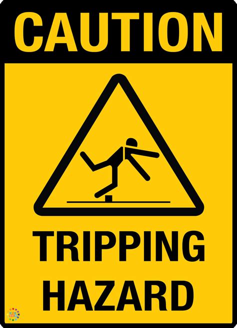 caution trip hazard floor sign