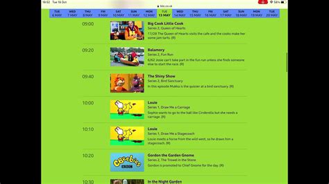 cbeebies tv schedule 2016