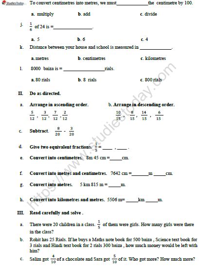 Cbse 3Rd Standard Maths Worksheets