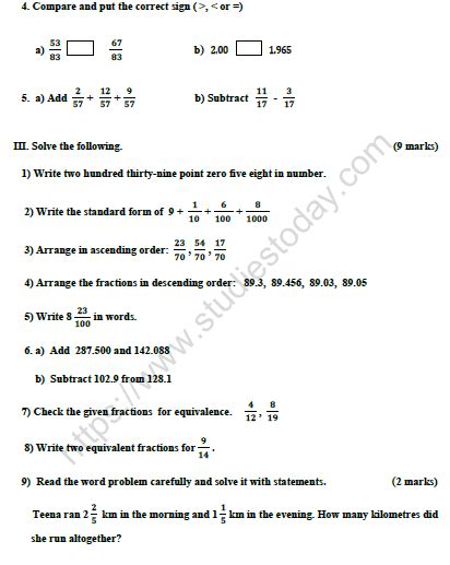 Cbse Class 4 Math Worksheets