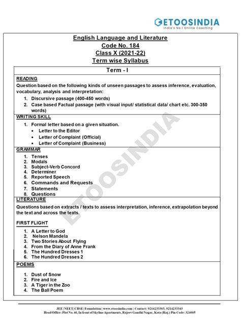 cbse class 7 english syllabus 2025 26