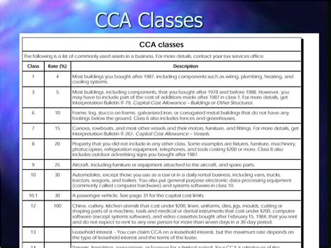 cca class for tools and equipment