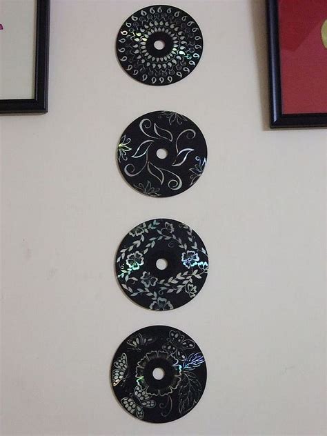 Wall art made from old CDs
