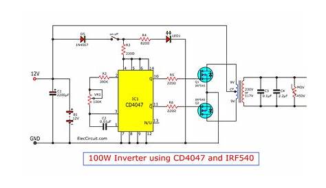 Four CD4047 Inverter circuit 60W100W 12VDC to 220VAC