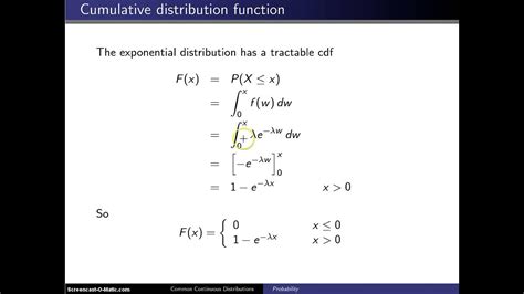 cdf of exponential random variable