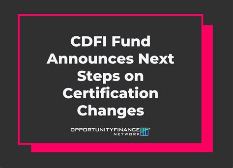 cdfi fund certification changes