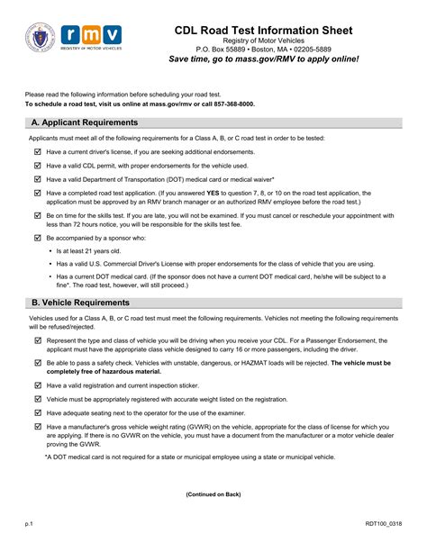 cdl road test checklist