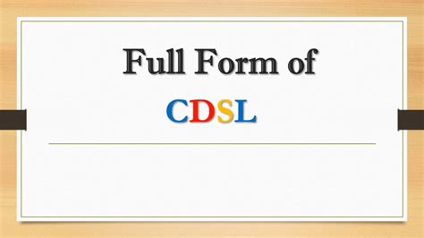 cdsl full form in english
