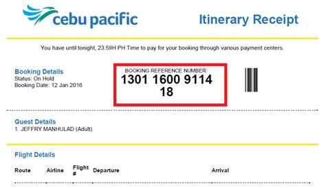 cebu pacific flight booking reference number