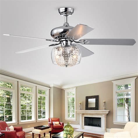 42 inch High Quality LED Crystal fan lights living room modern fan with