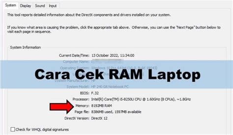 Memeriksa RAM laptop