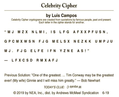 Celebrity Cipher For Today