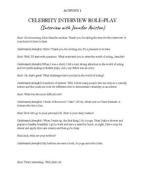 celebrity interview role play script