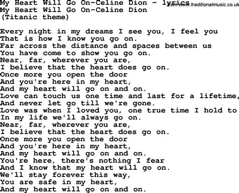 celine dion - my heart will go on lyrics