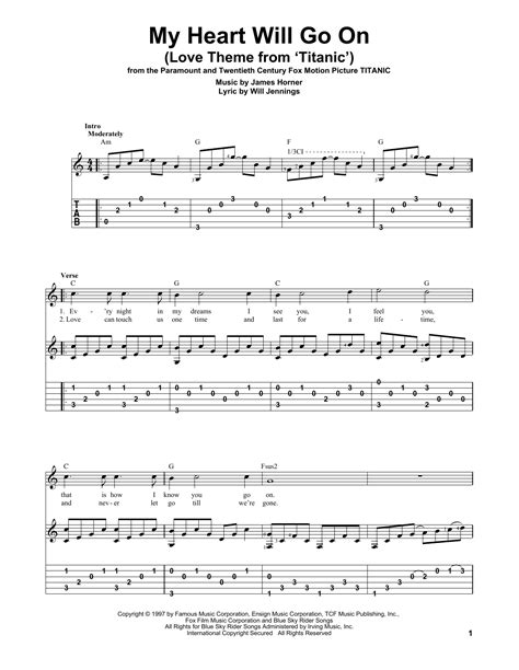 celine dion my heart will go on guitar tab