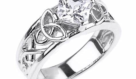 White Gold Celtic Knot Diamond Wedding Engagement Ring