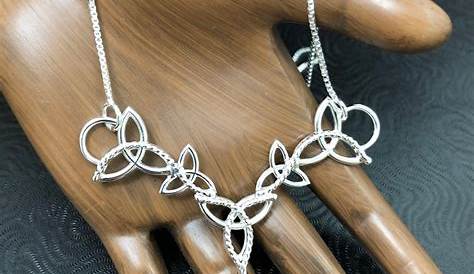 Celtic Knot Necklace in Sterling Silver, Irish Trinity Symbols Necklace