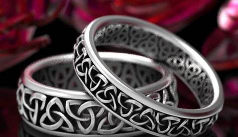 Celtic Wedding Ring Set, Sterling Silver Heart Wedding Bands, Matching