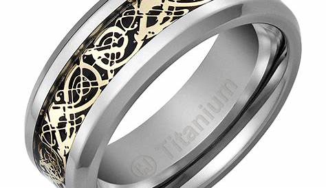 Mens Gold Wedding Band, Gold Celtic Wedding Ring, Mens Wedding Ring