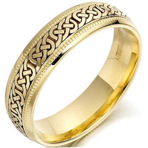 Mens Celtic Dragon Gold Plated Tungsten Carbide Wedding Eternity Ring