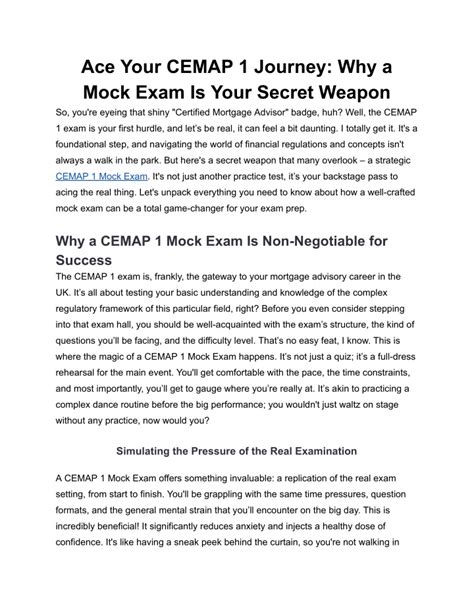 cemap module 1 mock exam