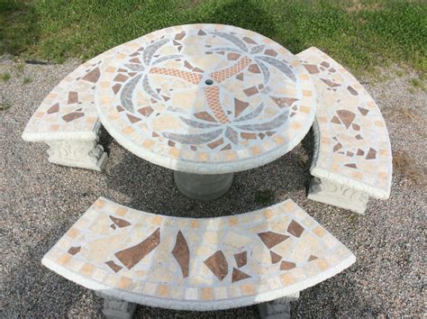Cement Patio Table Set Outdoor Table Set Round Concrete Etsy