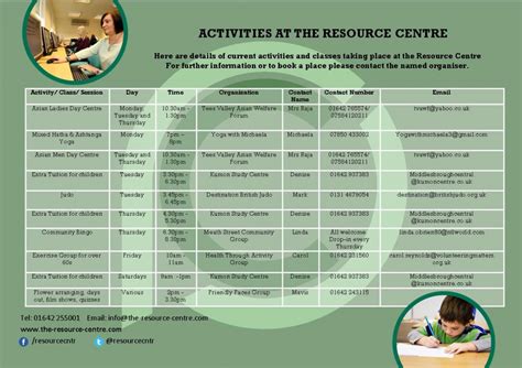 Center Parcs Activity Timetable