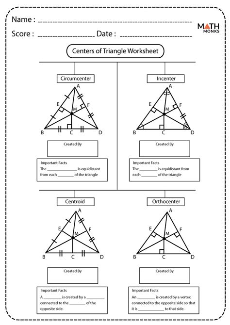 centers of triangles worksheet pdf with answers