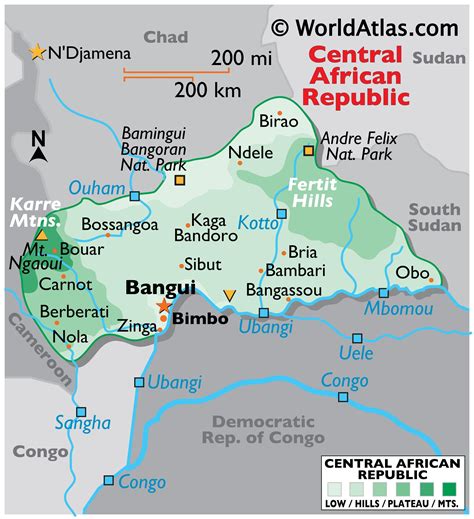 central african republic in map