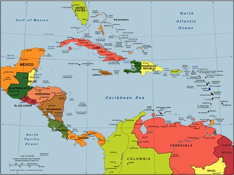 central america and caribbean map printable