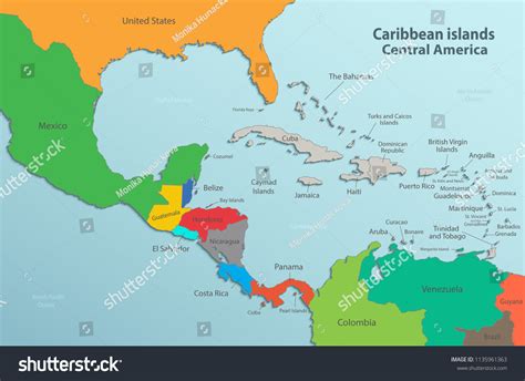 central america and caribbean map vector