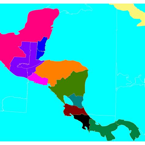 central america colored map