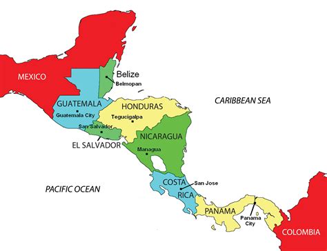 central america labeled map