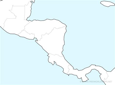 central america outline map printable