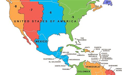 central america time zone map