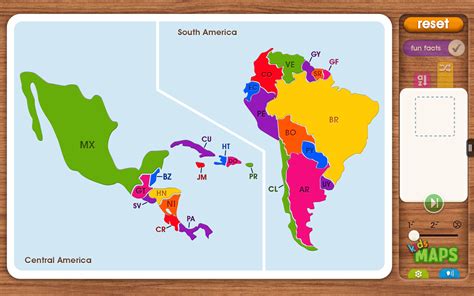 central and south america map game