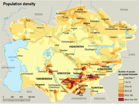 central asia population density map