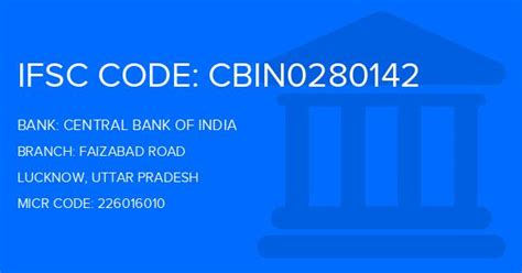 central bank of india ifsc code faizabad