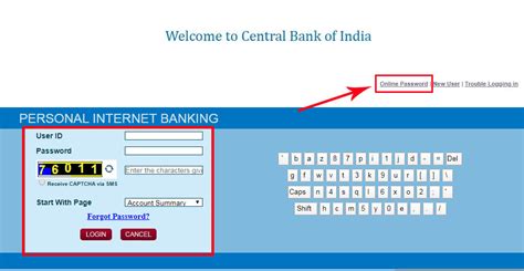 central bank of india net banking password