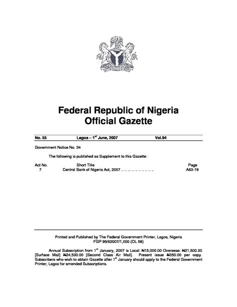 central bank of nigeria act 2007 pdf