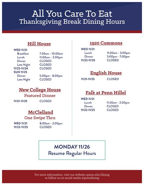 central dining hall hours