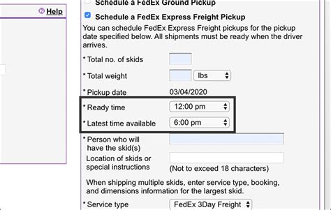 central freight schedule pickup