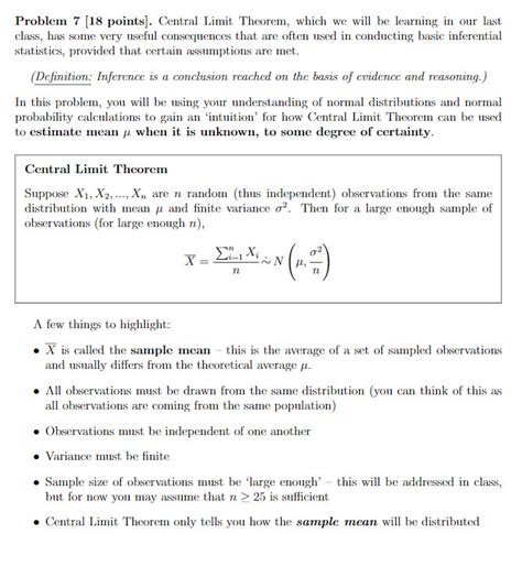 central limit theorem worksheet