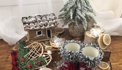 Centre de table de Noël sur rondin Table decorations