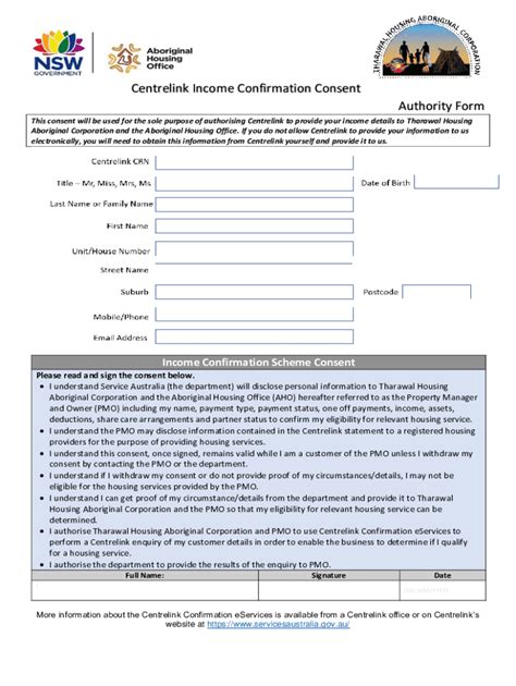 centrelink authority form pdf