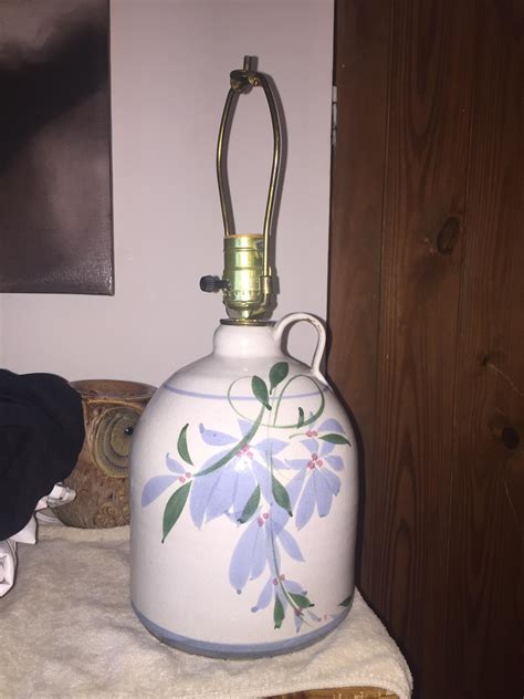 ceramic bottle jug lamp with painted on heart
